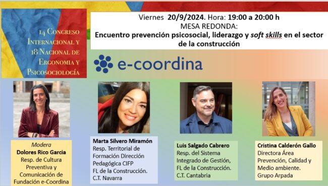14º Congreso Internacional y 18º Nacional de Ergonomía y Psicosociología, ponentes esa e-coordina